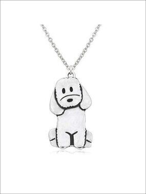 Stainless Steel Dog Charm Necklace 20" Cable Chain Heart Pendant